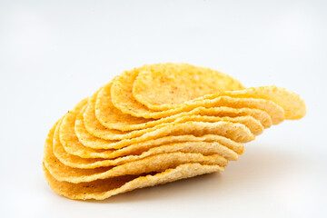 Potato chips isolated on white background