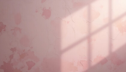 Four‑Pane Window Shadows on Pink Weathered Wall – Minimal Pastel Background