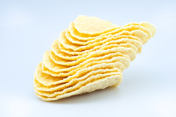 Potato chips isolated on white background
