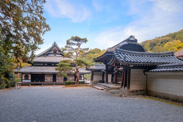 Naklejka premium Sennyuji Temple with beautiful foliage in autumn in Kyoto, Japan