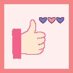 Pixel Thumbs Up with Hearts