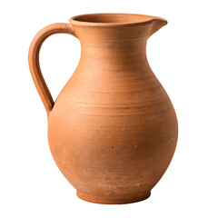 Earthy Terracotta Pitcher with Handle and Spout on Black Background earthenware clay