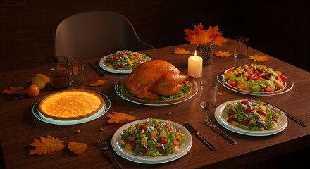 Thanksgiving Feast: Warm Glow of a Festive Dinner Table