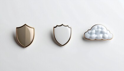 Cloud computing security concept with two shields protecting a cloud symbol on a white background.