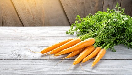 Fresh carrots on a white wooden table