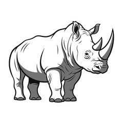 Fototapeta premium Powerful Rhinoceros Graphic Illustration Stylized Vector Line Art Depicting Wild Animal Strength and Resilience
