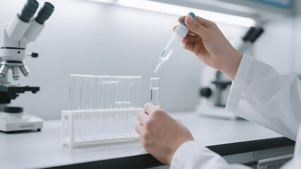Scientist Conducting a Precise Experiment in a Modern Laboratory Setting