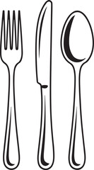 Utensil Vector Set,Fork Knife Spoon Black IconsFork ,Cutlery Vector Silhouette Icon Set