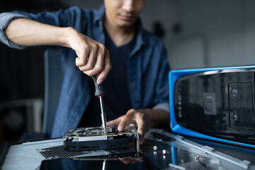 IT Engineer installing Hardware Equipment Development Facility Engineer  Maintenance computer Motherboard Electronic repair shop technology business