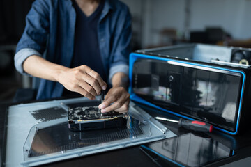 IT Engineer installing Hardware Equipment Development Facility Engineer  Maintenance computer Motherboard Electronic repair shop technology business