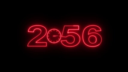 2056 neon text background animation. 2056 new year motion number. red color neon text 2056 . 4k video animation.