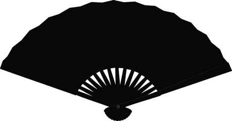 Elegant japanese folding fan silhouette traditional culture asia travel symbol vector