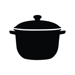 Elegant Black Silhouette of a Covered Cooking Pot for Culinary Creations, pot with lidsilhouette vector illustration