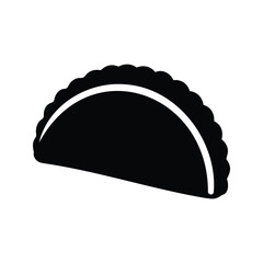 Delicious empanada or dumpling with a savory filling displayed in silhouette, taco shell silhouette vector illustration