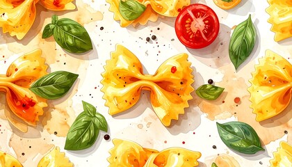 Bow tie pasta with basil and tomatoes