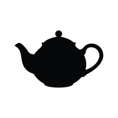 Elegant black teapot silhouette against white backdrop, perfect for teatime vibes, teapot silhouette vector illustration