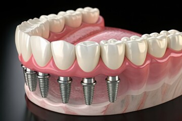 Obraz premium Dental implants illustration for tooth replacement