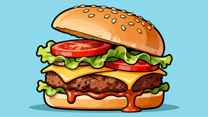 Fast food: hamburgers, hand-drawn vector illustrations
