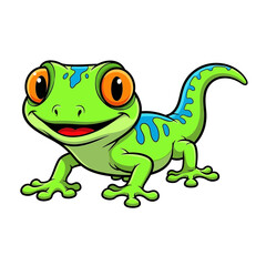 Fototapeta premium Cute Green Gecko Cartoon Illustration