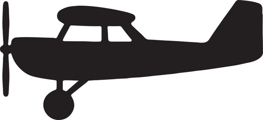 Silhouette vector of a vintage airplane, retro aircraft and classic aviation illustration, EPS format.