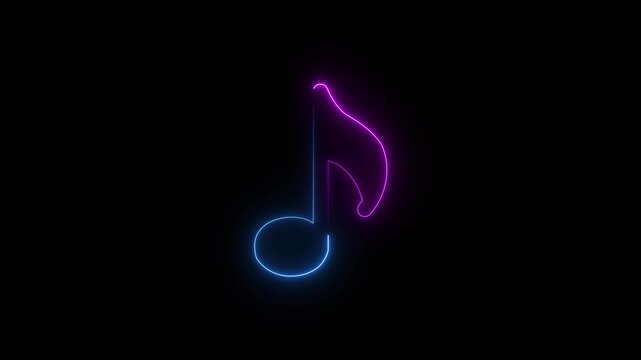 4k neon glowing single musical note icon abstract animation. music icon animation. neon glowing single musical note icon motion graphics. neon glowing single musical note icon motion graphics. 