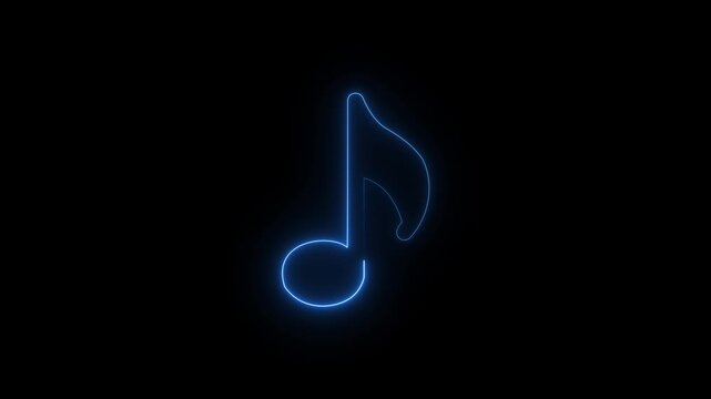 4k neon glowing single musical note icon abstract animation. music icon animation. neon glowing single musical note icon motion graphics. neon glowing single musical note icon motion graphics. 