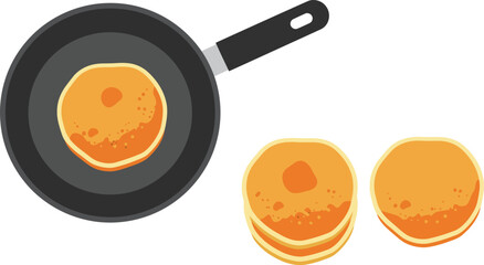 Fresh orange slices cooking in frying pan healthy breakfast sweet food vector