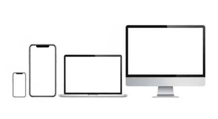 Modern electronic devices collection isolated on transparent background