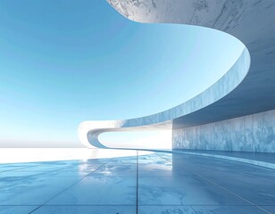 Modern, light-blue concrete architecture