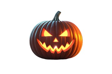 Fototapeta premium Illuminated Jack O Lantern Pumpkin With Menacing Face