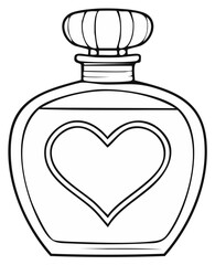 Obraz premium Heart Perfume Bottle Outline - Romantic Love Illustration for Coloring Pages