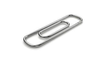A single silver paperclip isolated on a clean white background.