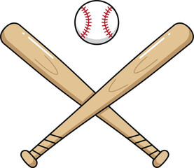 Crossed baseball bats and ball vector graphic sports icon vector