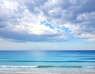 Obraz premium Tranquil beach scene under a cloudy sky