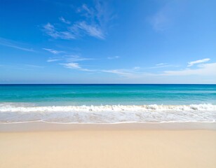 Obraz premium Tranquil beach scene under a vibrant blue sky