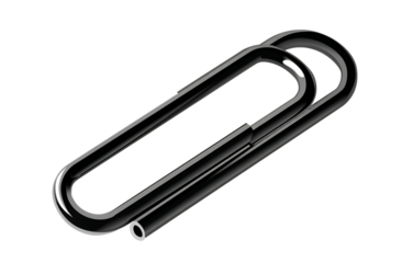 Silver metal paperclip isolated on transparent background