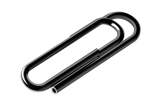 Silver metal paperclip isolated on transparent background