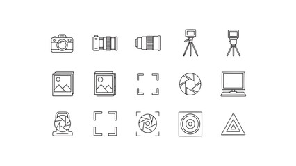 Collection of photography and camera icons