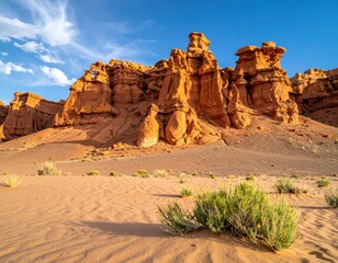 Stunning Orange Rock Formations Against a Clear Blue Sky