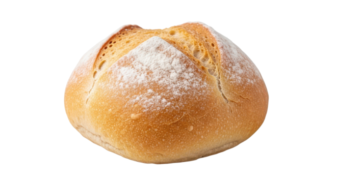 Freshly baked crusty kaiser roll isolated PNG with Transparent Background