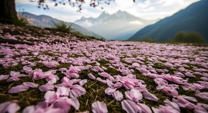 Cherry Blossoms with Mountain Valley.