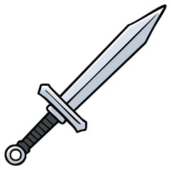 Simple Medieval Knight Sword Cartoon Vector Illustration