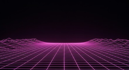 Cyberpunk Gridscape: Neon Pink Terrain in Virtual Reality