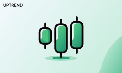 Three Candlestick Charts Illustrating Market Trend.