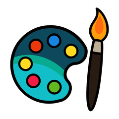 palette with brushes