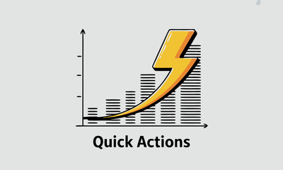 Yellow lightning bolt striking a rising bar graph with Quick Actions text.