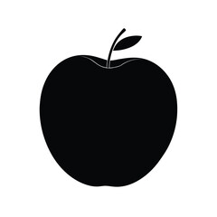 Minimalist black apple silhouette on white background
