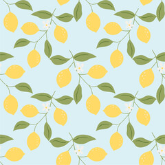 Seamless pattern with cute lemon.