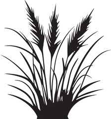 Agricultural wheat plant grass silhouette for nature farming vector artwork