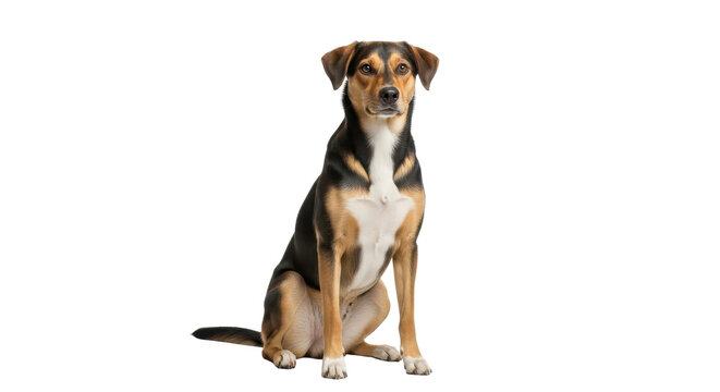 Dog sitting looking at camera in studio isolated PNG with Transparent Background